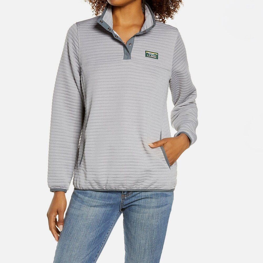 L.L. Bean Women's Light Quarry Grey Alright Knit Pullover-XS